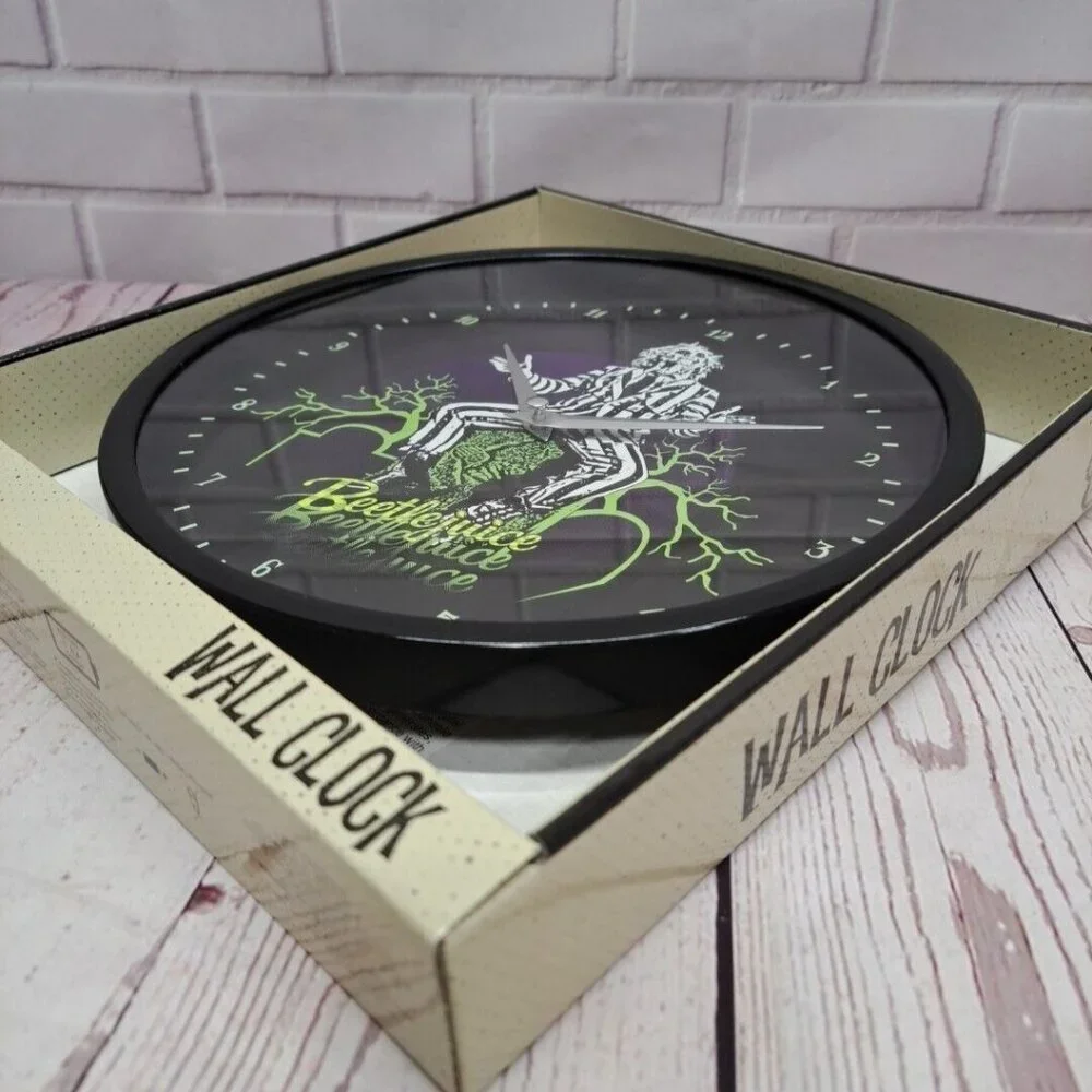 Warner Brothers Beetlejuice 2024 Wall Clock Black Green Graphics Battery Powered